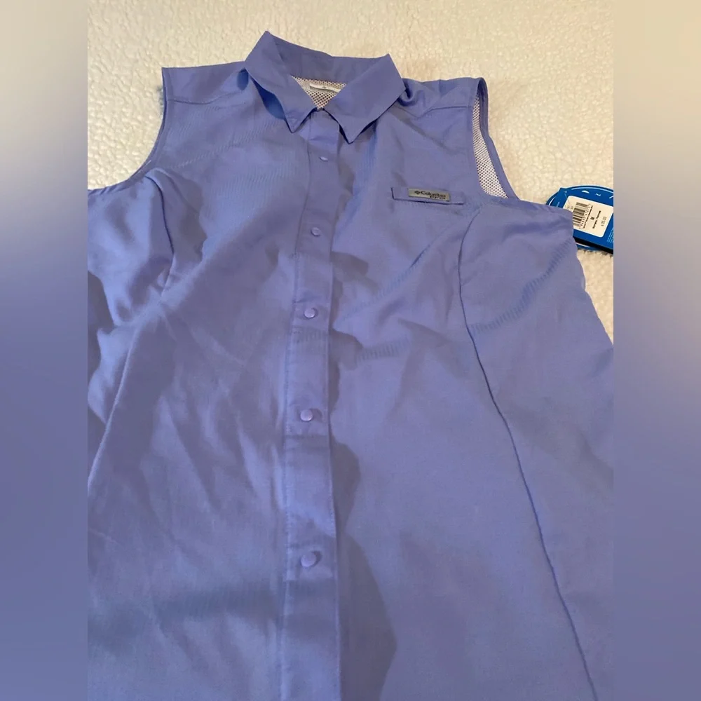 Columbia Women’s PFG Light Blue Sleeveless Shirt size Medium NWT - Picture 2 of 12